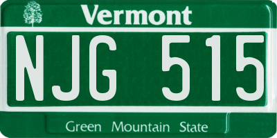 VT license plate NJG515