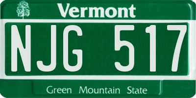 VT license plate NJG517