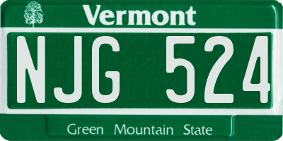 VT license plate NJG524
