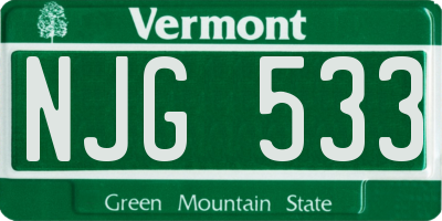 VT license plate NJG533