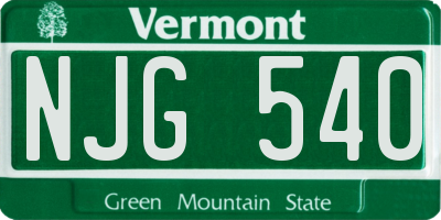VT license plate NJG540