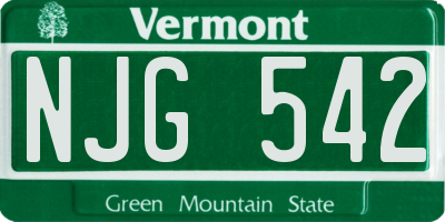 VT license plate NJG542