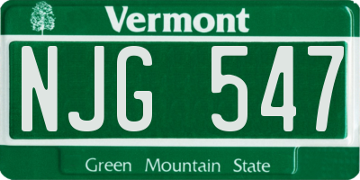VT license plate NJG547