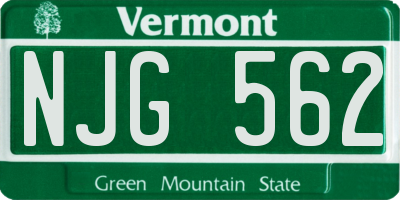 VT license plate NJG562