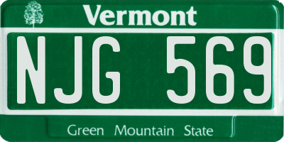 VT license plate NJG569