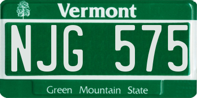 VT license plate NJG575
