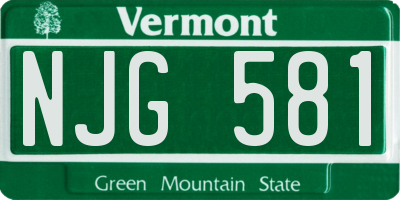 VT license plate NJG581