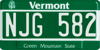 VT license plate NJG582