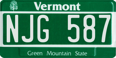 VT license plate NJG587
