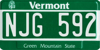 VT license plate NJG592