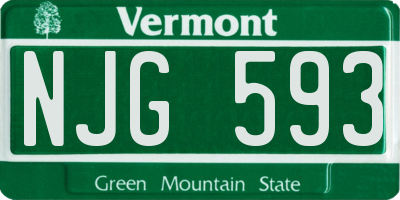 VT license plate NJG593