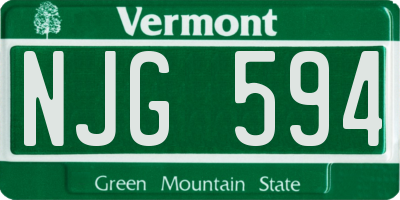 VT license plate NJG594