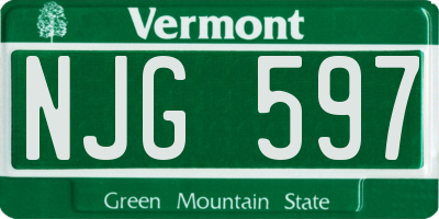 VT license plate NJG597