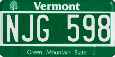 VT license plate NJG598