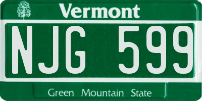 VT license plate NJG599