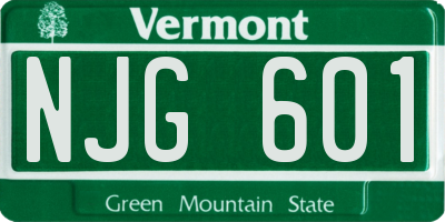 VT license plate NJG601