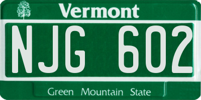 VT license plate NJG602