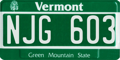 VT license plate NJG603
