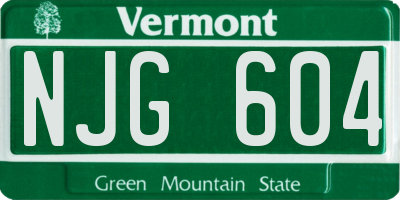 VT license plate NJG604