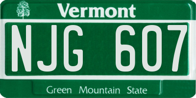 VT license plate NJG607