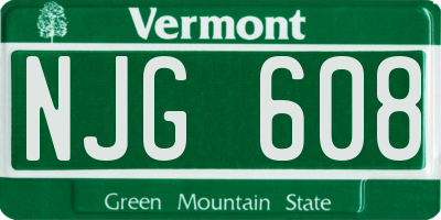 VT license plate NJG608