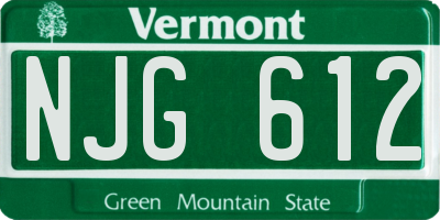 VT license plate NJG612