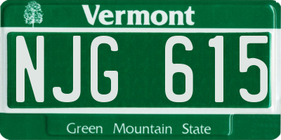 VT license plate NJG615