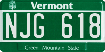 VT license plate NJG618