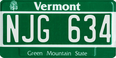 VT license plate NJG634