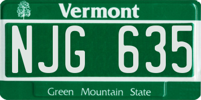 VT license plate NJG635