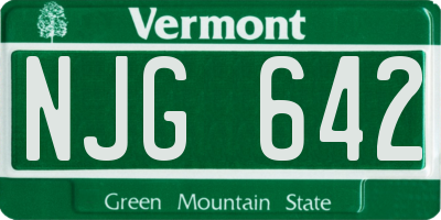 VT license plate NJG642
