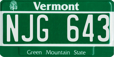VT license plate NJG643
