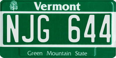 VT license plate NJG644