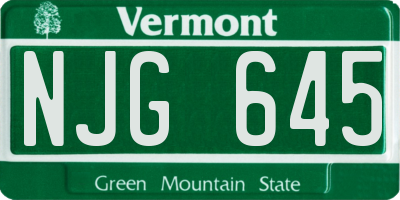VT license plate NJG645