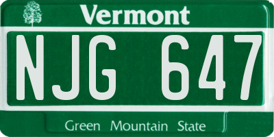 VT license plate NJG647
