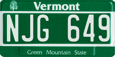 VT license plate NJG649