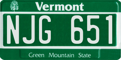 VT license plate NJG651