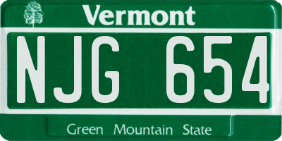 VT license plate NJG654