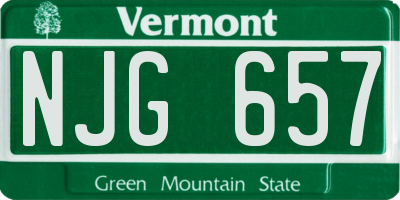 VT license plate NJG657