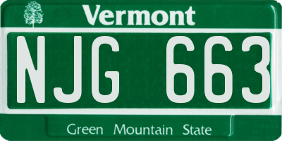 VT license plate NJG663