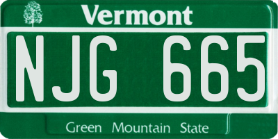 VT license plate NJG665