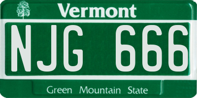 VT license plate NJG666