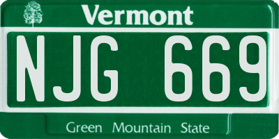 VT license plate NJG669