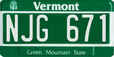 VT license plate NJG671