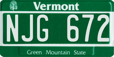 VT license plate NJG672