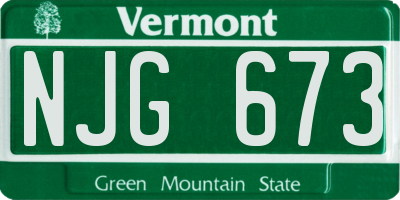 VT license plate NJG673