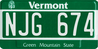 VT license plate NJG674