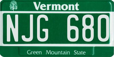 VT license plate NJG680