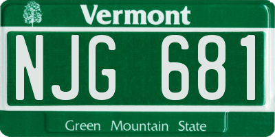 VT license plate NJG681