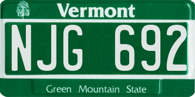 VT license plate NJG692